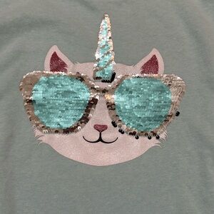 Place Girls XXL (16) Mint Green Crewneck Tee with changing color sequins